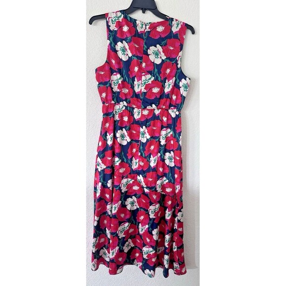 Sam Edelman Women's Sleeveless V Neck Midi Dress Floral Colorful Red Pink 14 - Picture 13 of 14